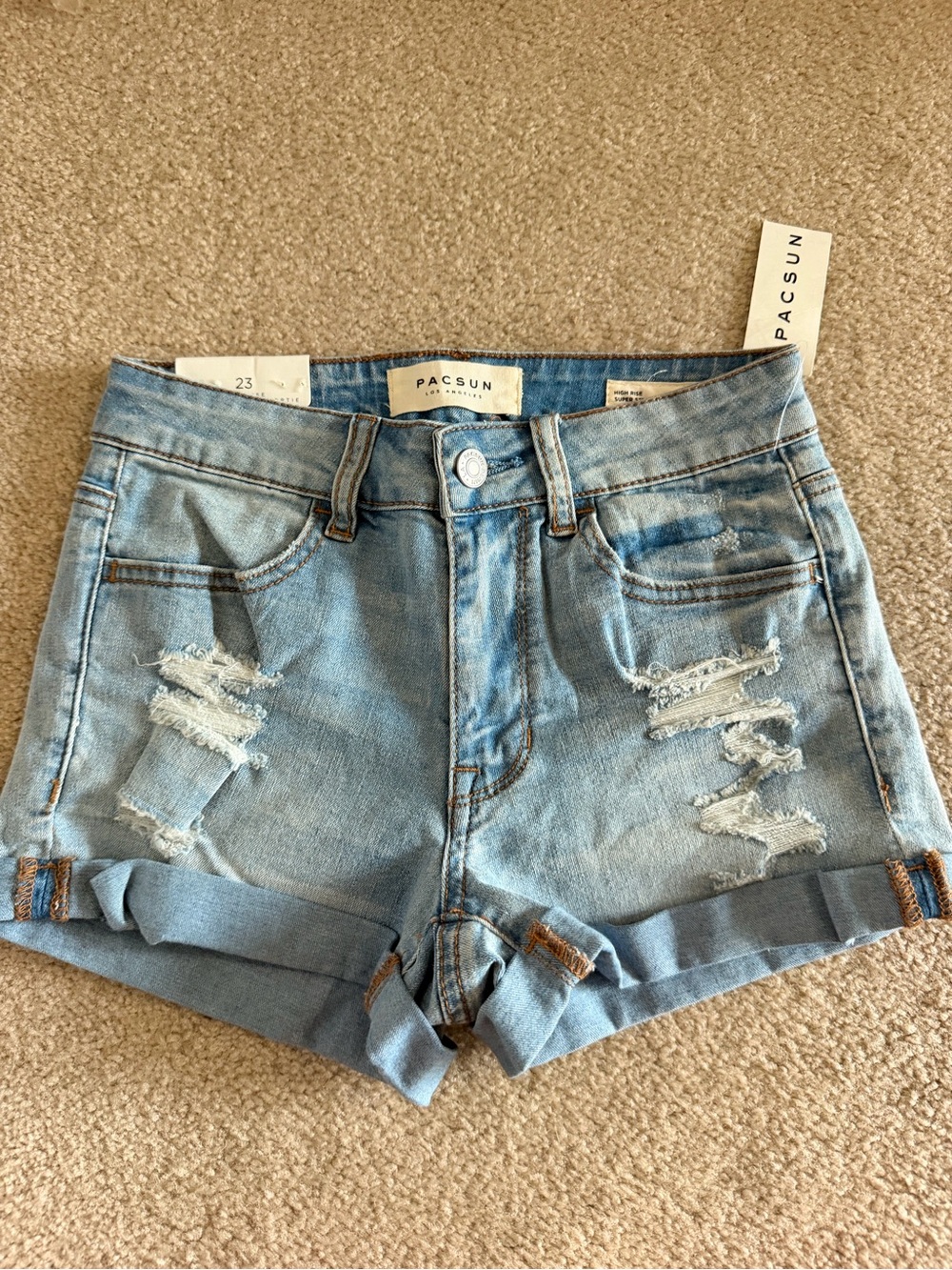 PacSun Light Wash Distressed Cuffed Denim Shorts
